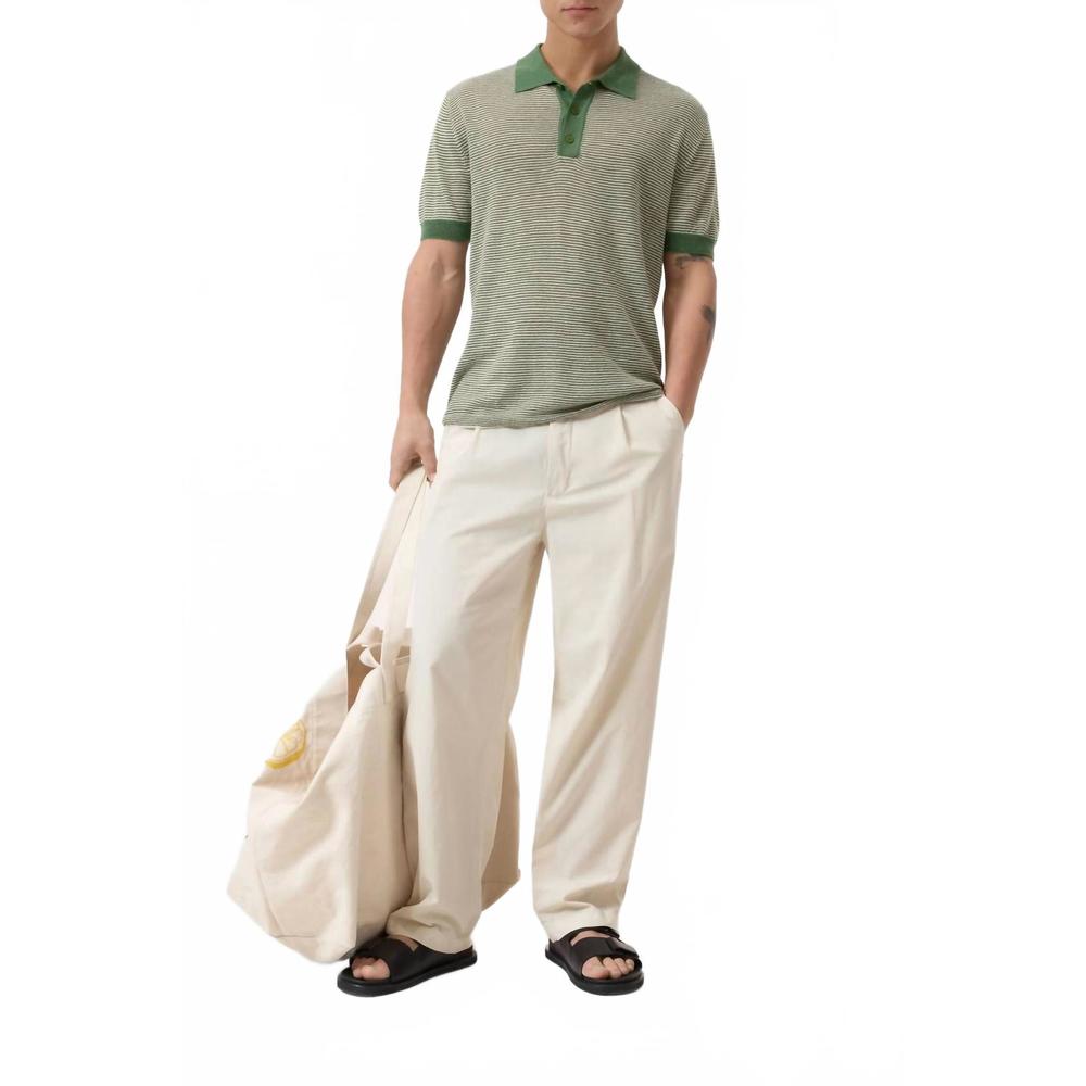 NEW CLOSED polo shirt with linen blend in ranger green